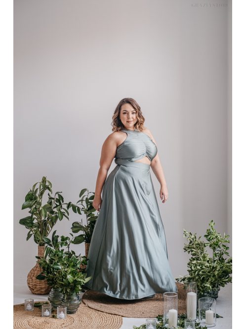 Eliza - foresty zelené špeciálne maxi šaty z elastického materiálu