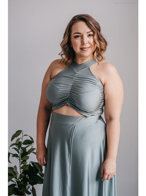 Eliza - foresty zelené špeciálne maxi šaty z elastického materiálu