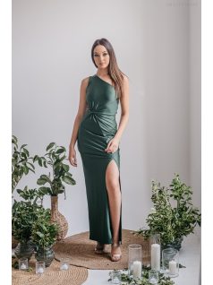   Lili - goblin zelené priliehavé maxi šaty s uzlíkovým detailom 