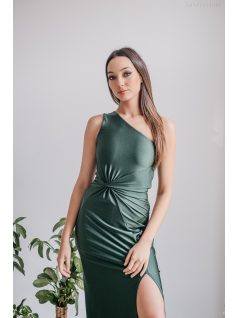   Lili - goblin zelené priliehavé maxi šaty s uzlíkovým detailom 