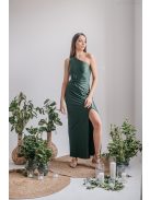 Lili - goblin zelené priliehavé maxi šaty s uzlíkovým detailom 