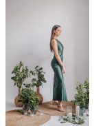 Lili - goblin zelené priliehavé maxi šaty s uzlíkovým detailom 