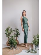 Lili - goblin zelené priliehavé maxi šaty s uzlíkovým detailom 