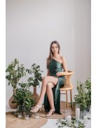 Lili - goblin zelené priliehavé maxi šaty s uzlíkovým detailom 