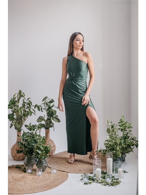 Lili - goblin zelené maxi šaty s uzlíkovým detailom