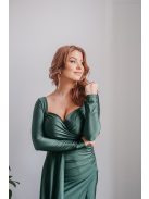 Miranda - goblin zelené maxi šaty s dlhým rukávom z elastického materiálu