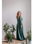 Miranda - goblin zelené maxi šaty s dlhým rukávom z elastického materiálu