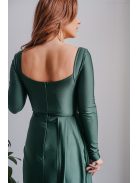 Miranda - goblin zelené maxi šaty s dlhým rukávom z elastického materiálu