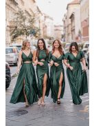 Miranda - goblin zelené maxi šaty s dlhým rukávom z elastického materiálu