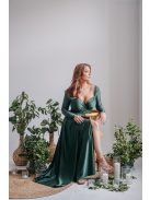 Miranda - goblin zelené maxi šaty s dlhým rukávom z elastického materiálu