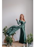 Miranda - goblin zelené maxi šaty s dlhým rukávom z elastického materiálu