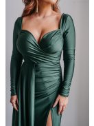 Miranda - goblin zelené maxi šaty s dlhým rukávom z elastického materiálu