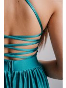 Madleine - boyscout zelené maxi šaty s prekríženými ramienkami na chrbte