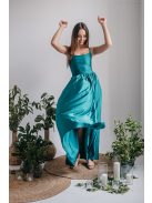 Madleine - boyscout zelené maxi šaty s prekríženými ramienkami na chrbte