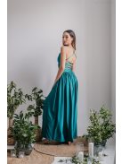 Madleine - boyscout zelené maxi šaty s prekríženými ramienkami na chrbte