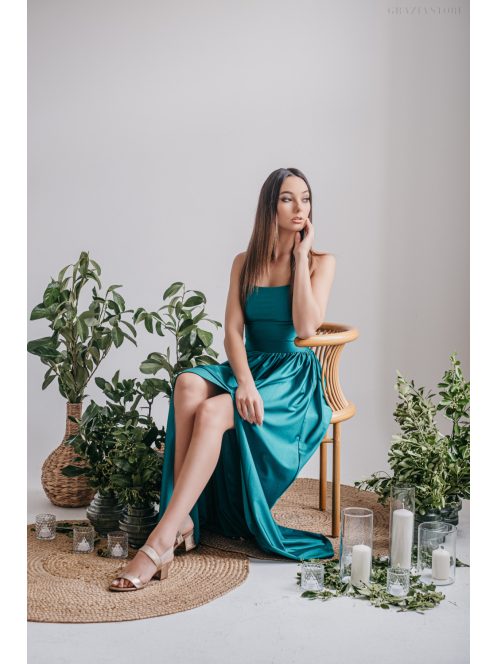 Madleine - boyscout zelené maxi šaty s prekríženými ramienkami na chrbte