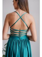 Madleine - boyscout zelené maxi šaty s prekríženými ramienkami na chrbte