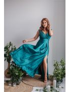 Polli - boyscout zelené maxi šaty s preloženým a vrúbkovaným dekoltom