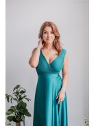 Polli - boyscout zelené maxi šaty s preloženým a vrúbkovaným dekoltom