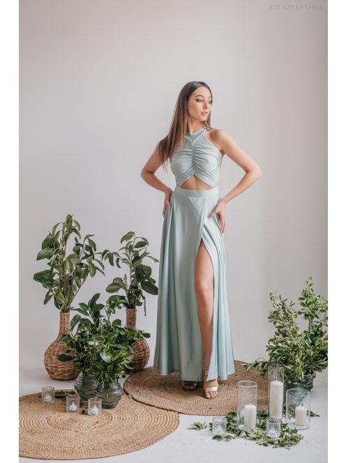Eliza - nefritovo zelené špeciálne maxi šaty z elastického materiálu