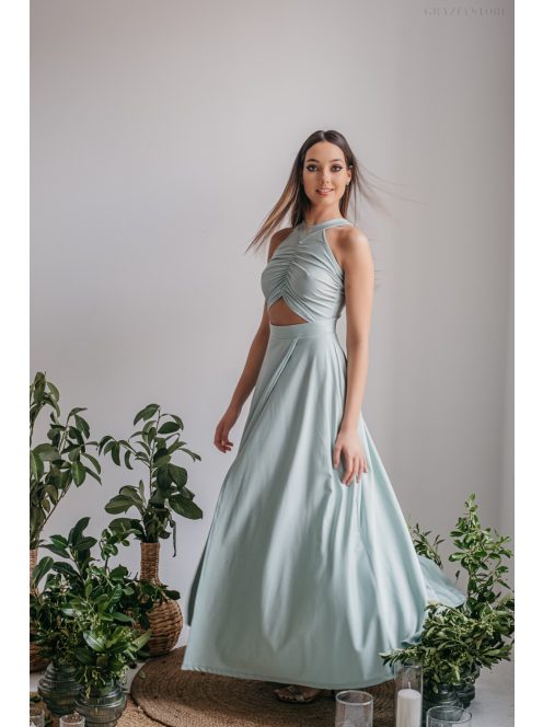 Eliza - nefritovo zelené špeciálne maxi šaty z elastického materiálu
