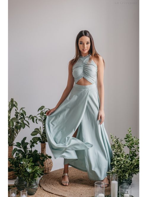 Eliza - nefritovo zelené špeciálne maxi šaty z elastického materiálu