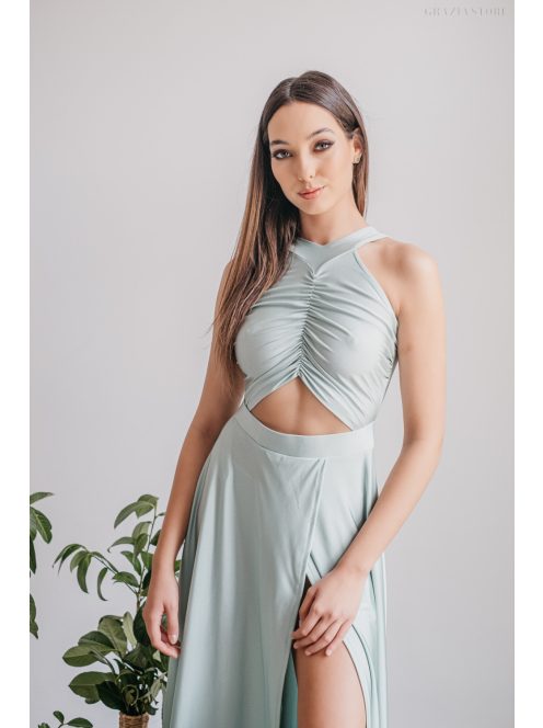 Eliza - nefritovo zelené špeciálne maxi šaty z elastického materiálu