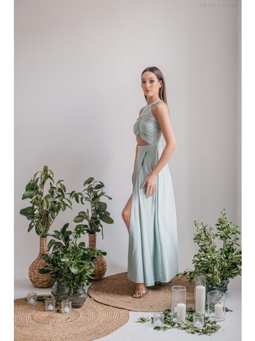 Eliza - nefritovo zelené špeciálne maxi šaty z elastického materiálu