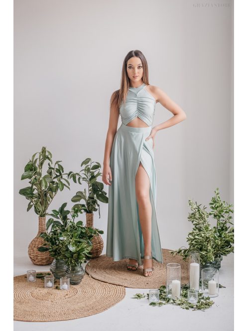 Eliza - nefritovo zelené špeciálne maxi šaty z elastického materiálu