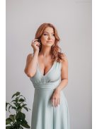 Heather - nefritovo zelené maxi šaty s výstrihom do V