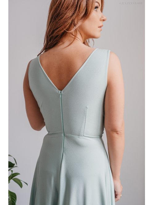 Heather - nefritovo zelené maxi šaty s výstrihom do V