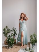 Heather - nefritovo zelené maxi šaty s výstrihom do V
