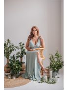 Heather - nefritovo zelené maxi šaty s výstrihom do V