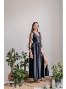 Zóra - čierne maxi šaty s tylovými rukávmi