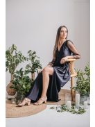 Zóra - čierne maxi šaty s tylovými rukávmi