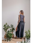 Zóra - čierne maxi šaty s tylovými rukávmi