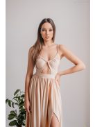 Lidia - špeciálne maxi šaty vo farbe make-upu