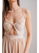 Lidia - špeciálne maxi šaty vo farbe make-upu