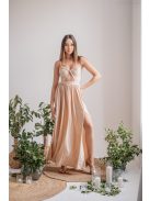 Lidia - špeciálne maxi šaty vo farbe make-upu