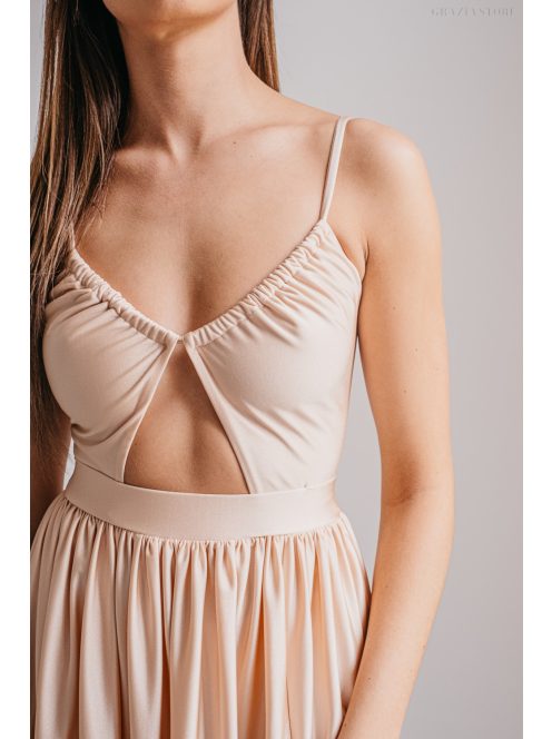 Lidia - špeciálne maxi šaty vo farbe make-upu