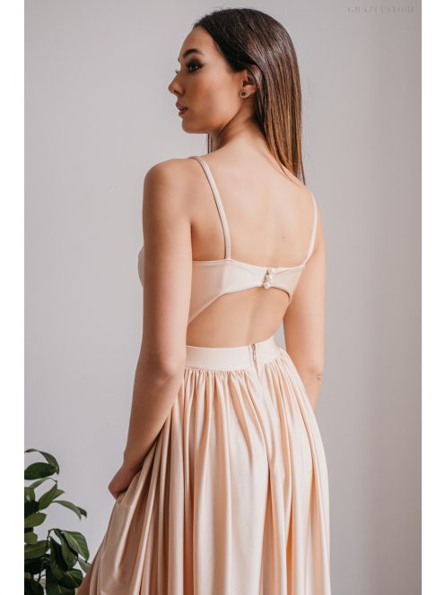 Lidia - špeciálne maxi šaty vo farbe make-upu