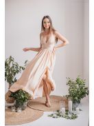 Emma -  elastické šaty s výstrihom do V vo farbe make-upu,  so špeciálnym chrbtom