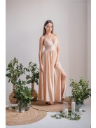 Emma -  elastické šaty s výstrihom do V vo farbe make-upu,  so špeciálnym chrbtom