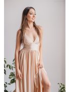 Emma -  elastické šaty s výstrihom do V vo farbe make-upu,  so špeciálnym chrbtom