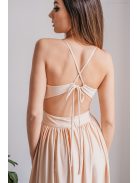 Emma -  elastické šaty s výstrihom do V vo farbe make-upu,  so špeciálnym chrbtom