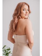 Szabina - Priliehavé šaty s výstrihom do V, vo farbe make-upu z elastického materiálu