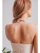 Szabina - Priliehavé šaty s výstrihom do V, vo farbe make-upu z elastického materiálu