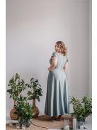 Zóra s rukávmi - maxi šaty s preloženým dekoltom a krátkymi rukávmi z elastického materiálu, foresty zelenej farby