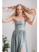 Madleine - foresty zelené maxi šaty s ramienkami na chrbte z elastického materiálu