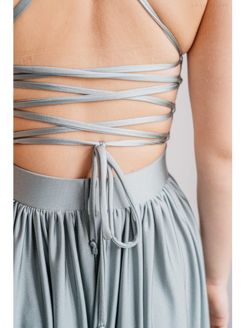 Madleine - foresty zelené maxi šaty s ramienkami na chrbte z elastického materiálu